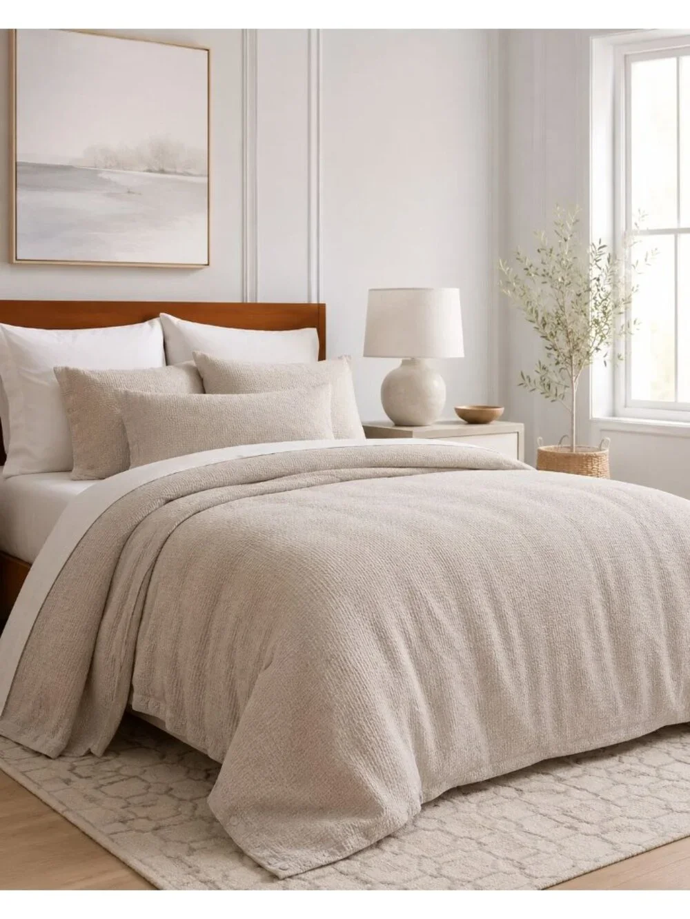 S26a | Quince Organic Luxe Honeycomb Duvet Cover Set King Cal King Sand NWOT